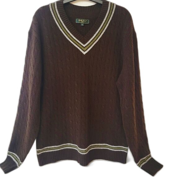 Bobby Jones Collection Wool/Cashmere Men's Sweater M Brown Knit Golf Pullover - Picture 2 of 7